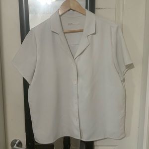 True white short sleeve button up